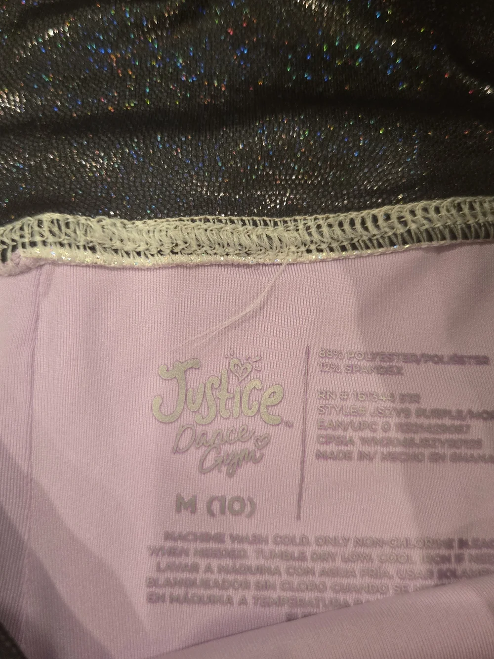 NWT Justice Girls Metallic Colorblock Sports Bra & Shorts 2PC Set Gym Dance M 10